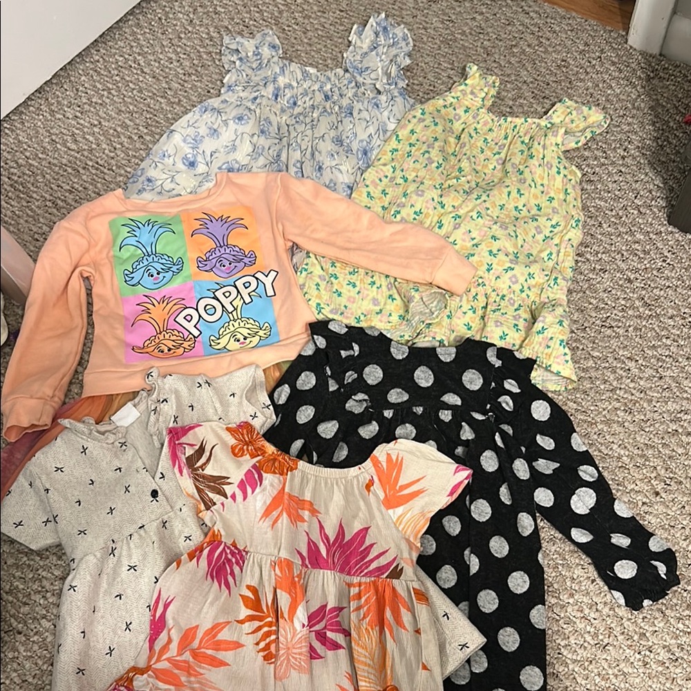 Colorful Dress Bundle Lot of 6 - Zara, Rachel Zoe, Carters, Trolls size 4T